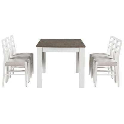 Nestfair 7-Piece Wooden Dining Table Set with 6 Chairs and 2 Drawers