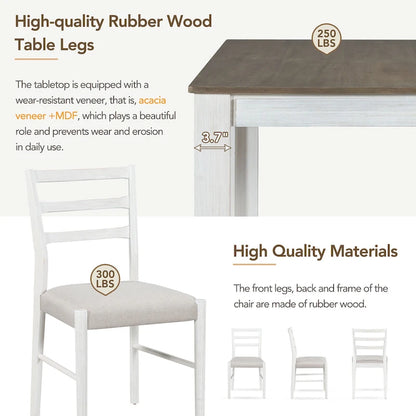 Nestfair 7-Piece Wooden Dining Table Set with 6 Chairs and 2 Drawers