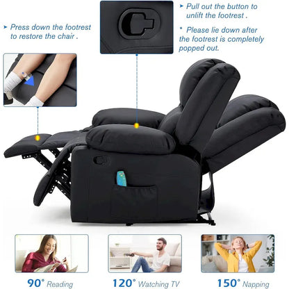 AECOJOY 2-Seater Recliner Loveseat with Heat and Massage Function