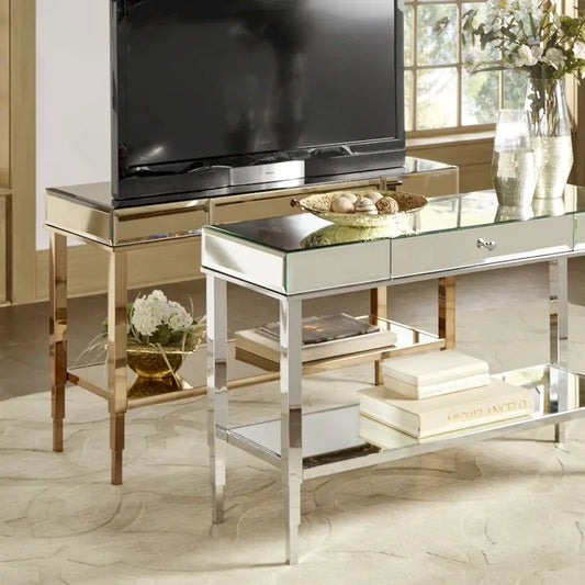 Camille Mirrored TV Stand Console Table with Drawer by iNSPIRE Q Bold