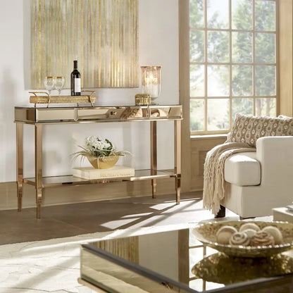 Camille Mirrored TV Stand Console Table with Drawer by iNSPIRE Q Bold