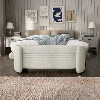 DH BASIC Pressice Contemporary Boucle Storage Bench for Bedroom Entryway by Denhour