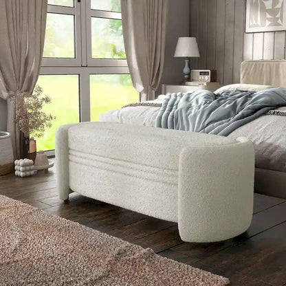 DH BASIC Pressice Contemporary Boucle Storage Bench for Bedroom Entryway by Denhour