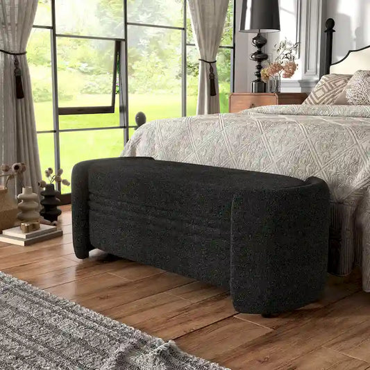 DH BASIC Pressice Contemporary Boucle Storage Bench for Bedroom Entryway by Denhour