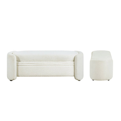 DH BASIC Pressice Contemporary Boucle Storage Bench for Bedroom Entryway by Denhour