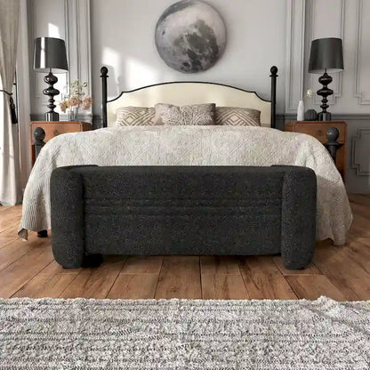 DH BASIC Pressice Contemporary Boucle Storage Bench for Bedroom Entryway by Denhour