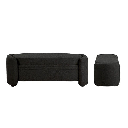 DH BASIC Pressice Contemporary Boucle Storage Bench for Bedroom Entryway by Denhour
