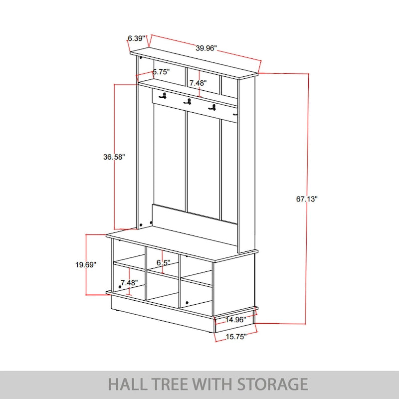 CraftPorch Modern and Contemporary Hall Tree with Storage