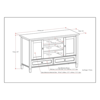 WYNDENHALL Norfolk Transitional TV Media Stand For TVs up to 50 inches