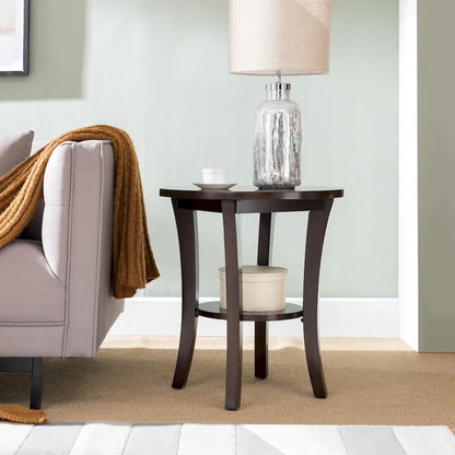 Leick Home Round Side Table with Shelf