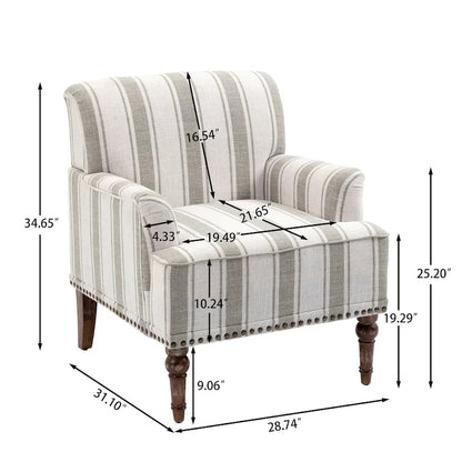 Modern Striped Accent Chairs with Arms