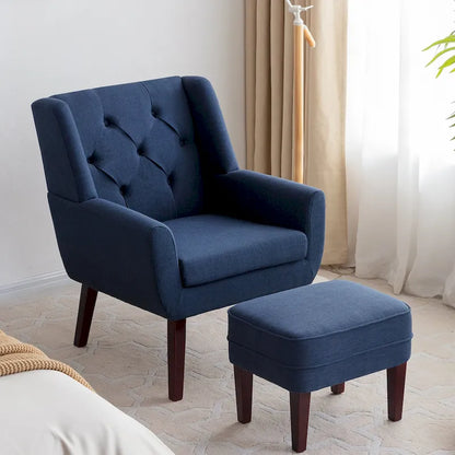 HUIMO Fabric Arm Chair Accent Chair and Ottoman Set Grey/ Beige/ Blue/ Dark Teal