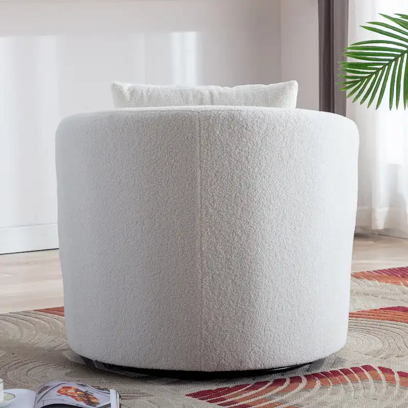 Swivel Barrel Chair with Lamb Wool Fabric