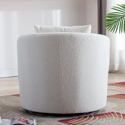 Swivel Barrel Chair with Lamb Wool Fabric