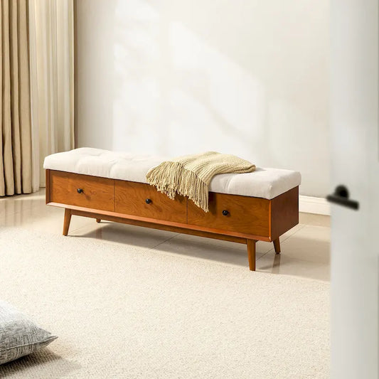 Dolly Mid-century Tufted Storage Bench with 45-degree splicing design by HULALA HOME