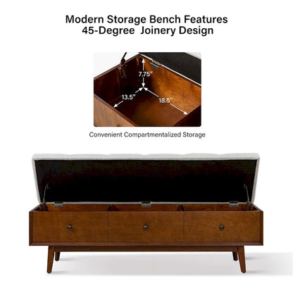 Dolly Mid-century Tufted Storage Bench with 45-degree splicing design by HULALA HOME