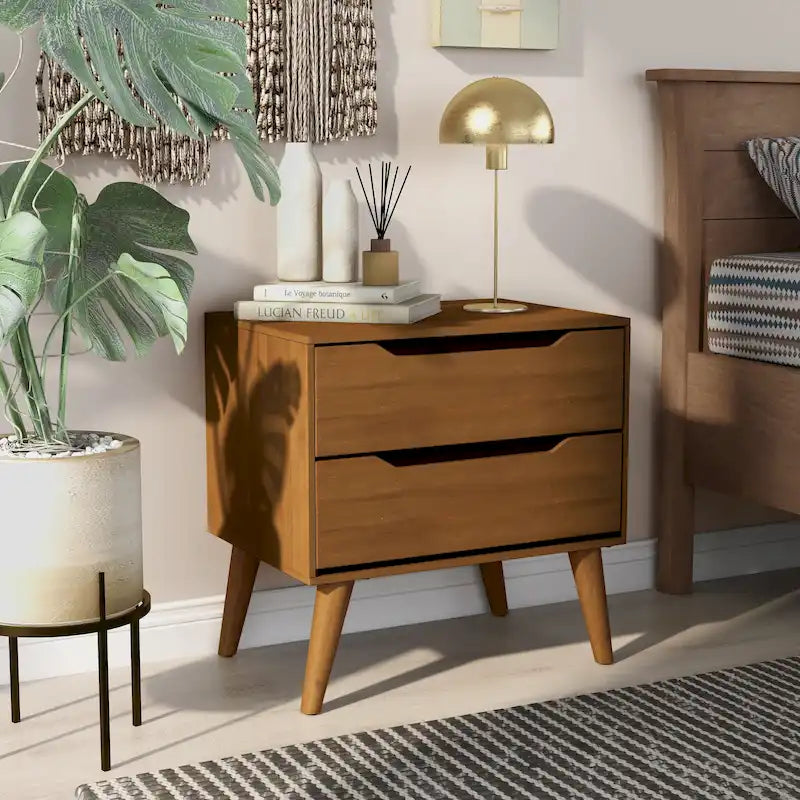 Bodo Mid-century Modern Wood 2-Drawer Nightstand by Carson Carrington