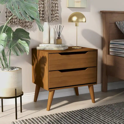 Bodo Mid-century Modern Wood 2-Drawer Nightstand by Carson Carrington