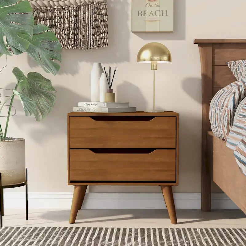 Bodo Mid-century Modern Wood 2-Drawer Nightstand by Carson Carrington