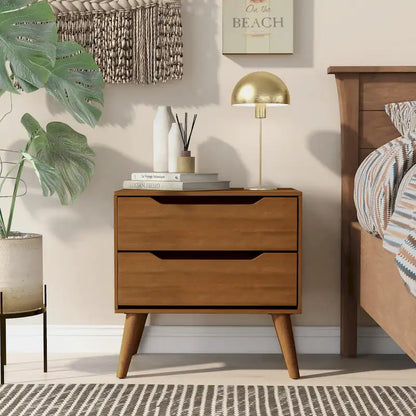 Bodo Mid-century Modern Wood 2-Drawer Nightstand by Carson Carrington