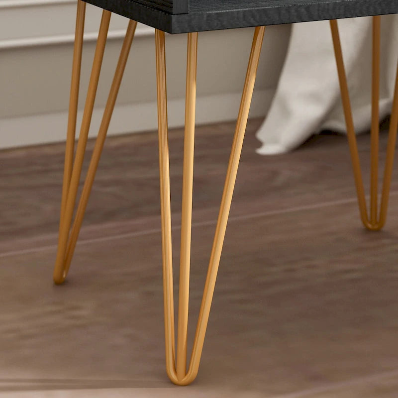Timechee 23.6 Tall 1 - Drawer Wood Nightstand Metal Legs(1 Piece)