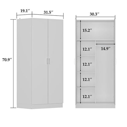 5-Tier Amoires Wardrobe Cabinet With 2 Doors