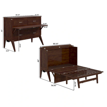 Northampton Full Murphy Bed Desk in Walnut