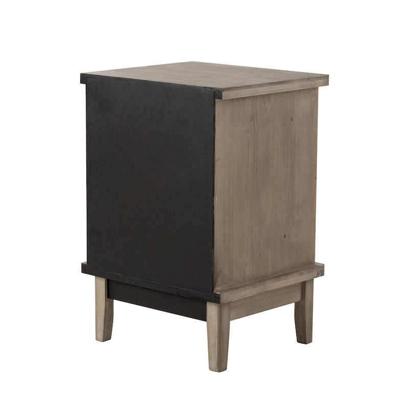 COZAYH Retro Rustic Nightstand Solid Fir End Table Side Table with Hand Carved Front and Open Shelf for Boho, Farmhouse