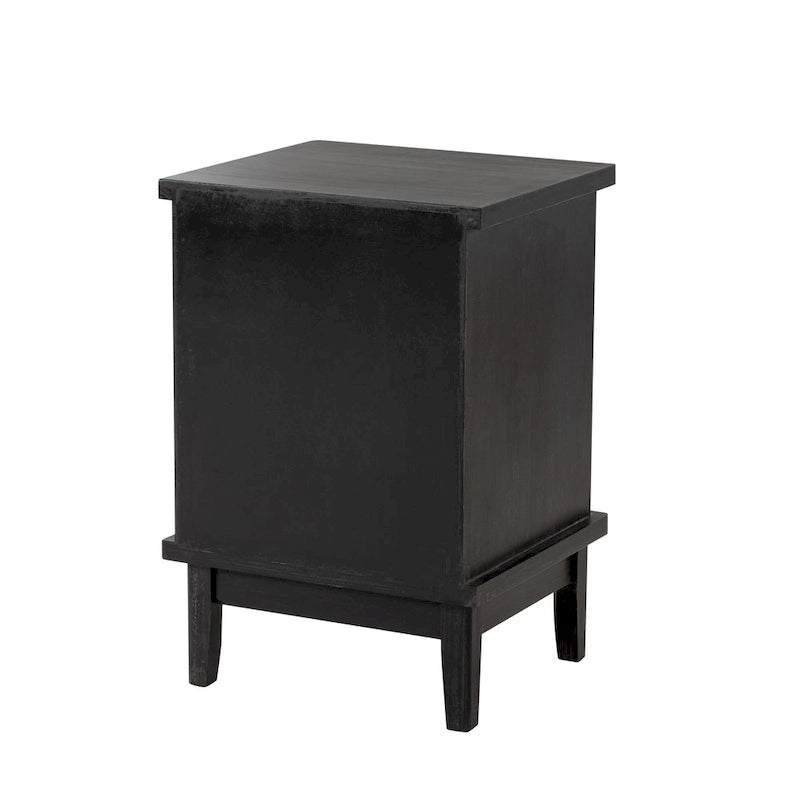 COZAYH Retro Rustic Nightstand Solid Fir End Table Side Table with Hand Carved Front and Open Shelf for Boho, Farmhouse