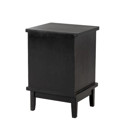 COZAYH Retro Rustic Nightstand Solid Fir End Table Side Table with Hand Carved Front and Open Shelf for Boho, Farmhouse