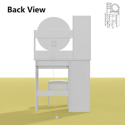 31.5 Wide Makeup Vanity Set with Stool, Mirror,3 Color Light - 31.5W