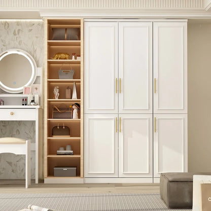 74.8H Large Modular Wardrobe Cloest Armoire Cabinet Glass Door