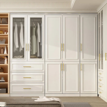 74.8H Large Modular Wardrobe Cloest Armoire Cabinet Glass Door