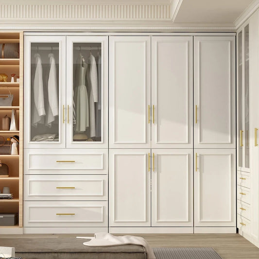 74.8H Large Modular Wardrobe Cloest Armoire Cabinet Glass Door
