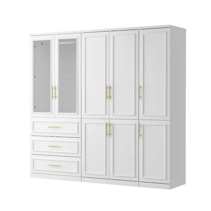 74.8H Large Modular Wardrobe Cloest Armoire Cabinet Glass Door