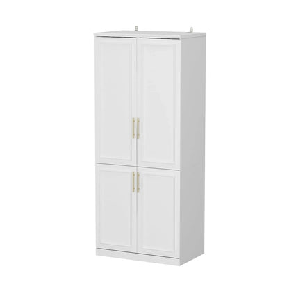 74.8H Large Modular Wardrobe Cloest Armoire Cabinet Glass Door