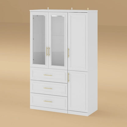 74.8H Large Modular Wardrobe Cloest Armoire Cabinet Glass Door