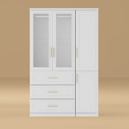 74.8H Large Modular Wardrobe Cloest Armoire Cabinet Glass Door