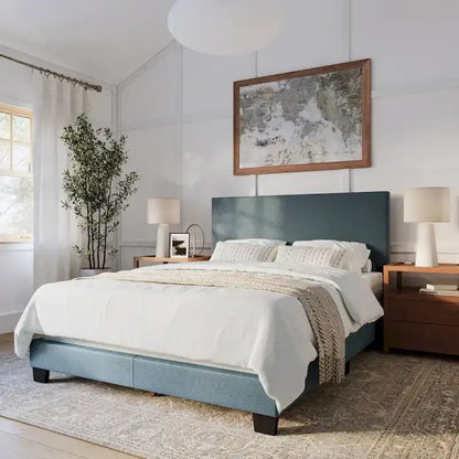 Nova Upholstered Modern Queen Bed, Box Spring Required