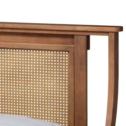 Jamila Modern Transitional Synthetic Rattan Platform Bed-Walnut Brown