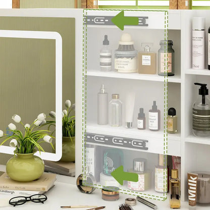 39.4Wide Makeup Vanity Set with Stool and Touching Light Mirror - 39.4W
