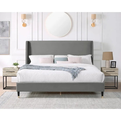 Roundhill Furniture Rozitta Upholstered Wingback Platform Bed