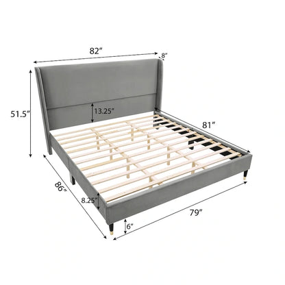 Roundhill Furniture Rozitta Upholstered Wingback Platform Bed