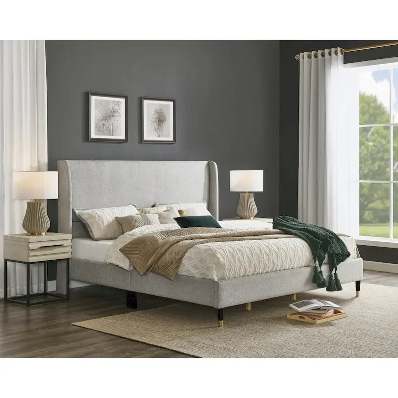 Roundhill Furniture Rozitta Upholstered Wingback Platform Bed