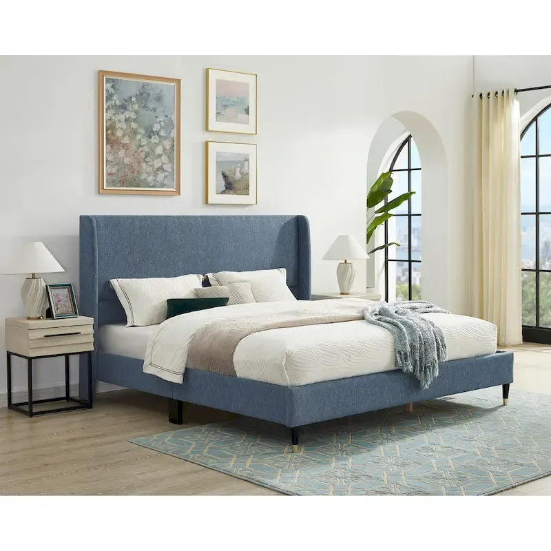 Roundhill Furniture Rozitta Upholstered Wingback Platform Bed