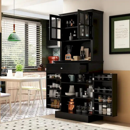 Long Standing Kitchen Cabinet with Large Open Space for Microwave - 30W x 69.3H