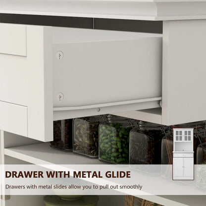 Long Standing Kitchen Cabinet with Large Open Space for Microwave - 30W x 69.3H