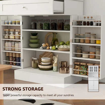 Long Standing Kitchen Cabinet with Large Open Space for Microwave - 30W x 69.3H