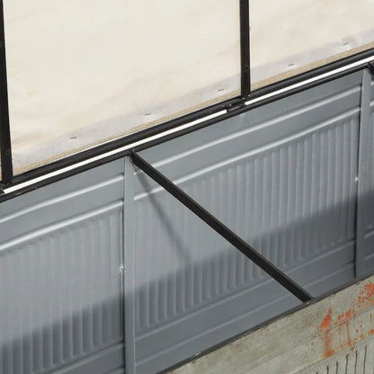18-inch Grey Metal Fabric Bench