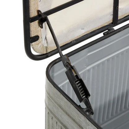 18-inch Grey Metal Fabric Bench